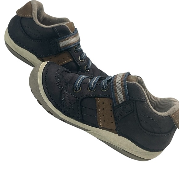 Stride Rite Blue and Brown Sneakers with Elastic Laces and Velcro closure - Picture 2 of 9